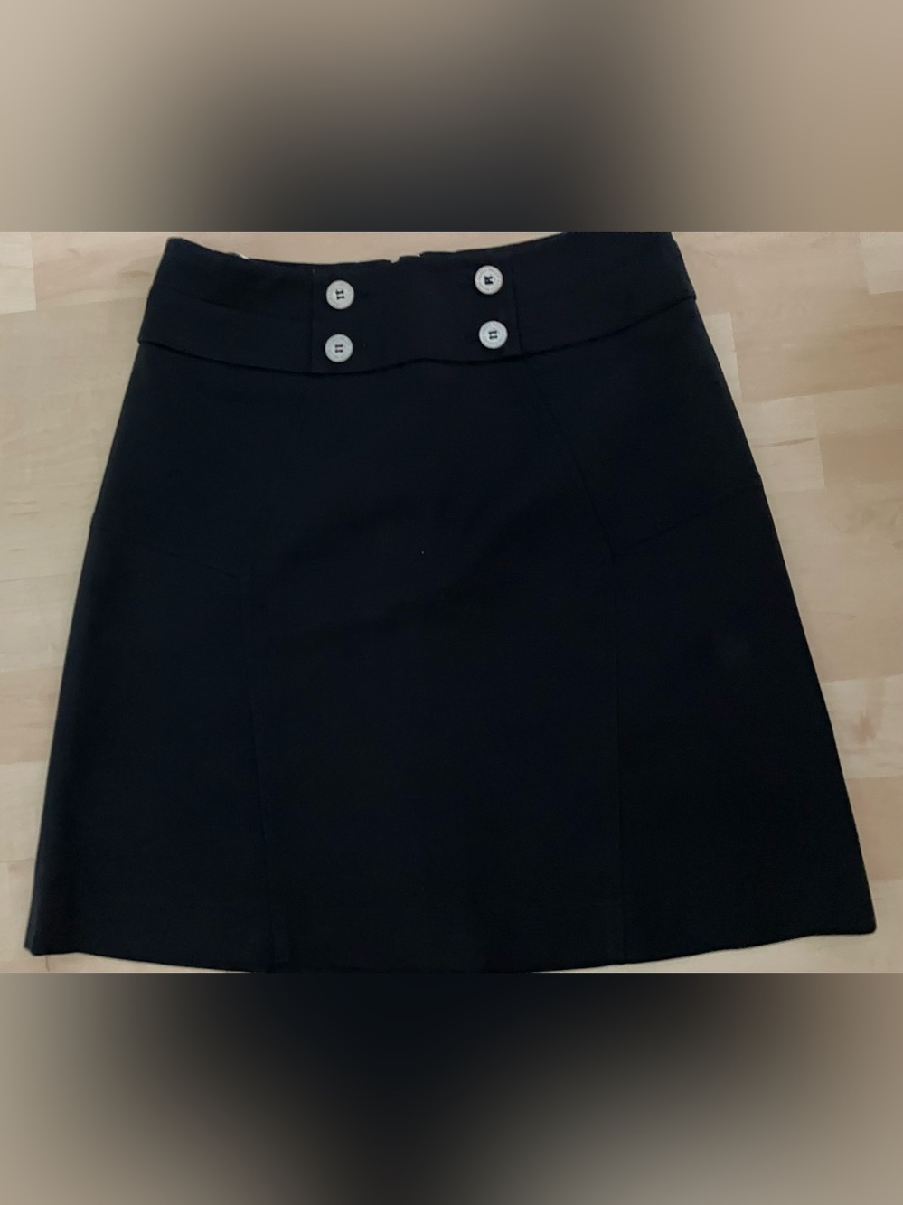 Karen Millen England Black Pencil Skirt Silver Tone Accent Sz 6